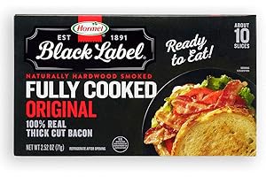 HORMEL BLACK LABEL Thick Cut, Fully Cooked Bacon for Ready to Eat Meals, No Refrigeration Needed, Gluten-Free, 2.52 oz Cooked