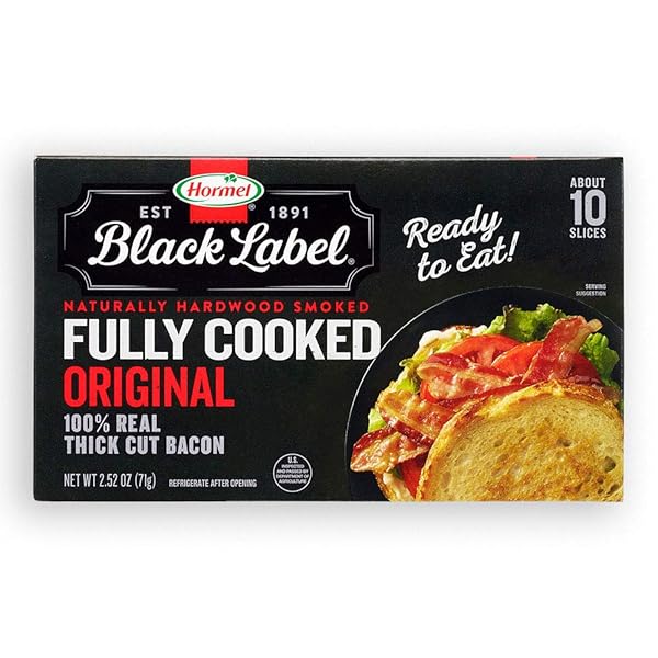 HORMEL BLACK LABEL THICK CUT, FULLY COOKED BACON...