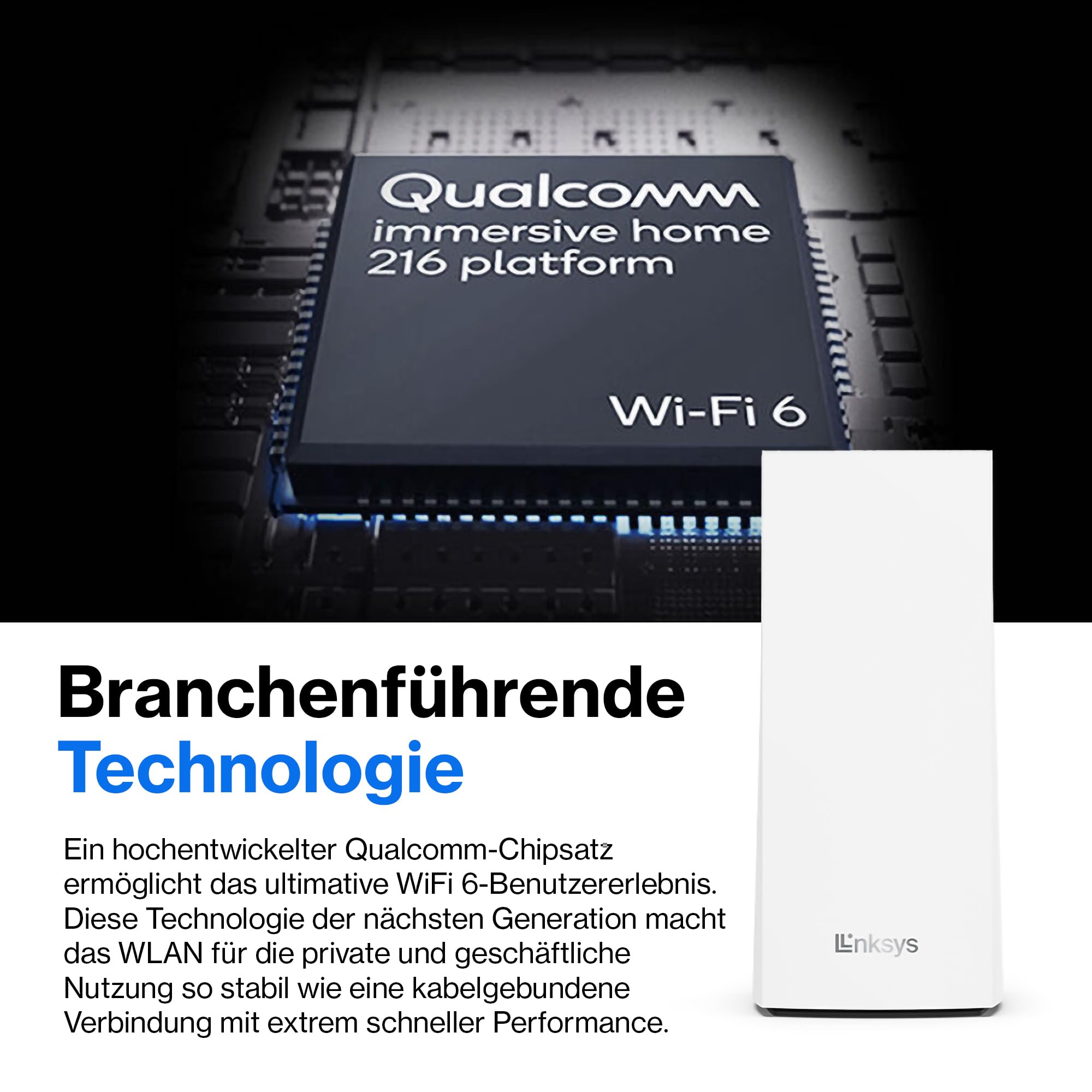 Linksys Atlas Pro 6 Velop Dual-Band Mesh WiFi 6 System (AX5400) WiFi Router with up to 500 m² Wireless Coverage, 4 Times Faster for More Than 60 Devices - Pack of 2, White