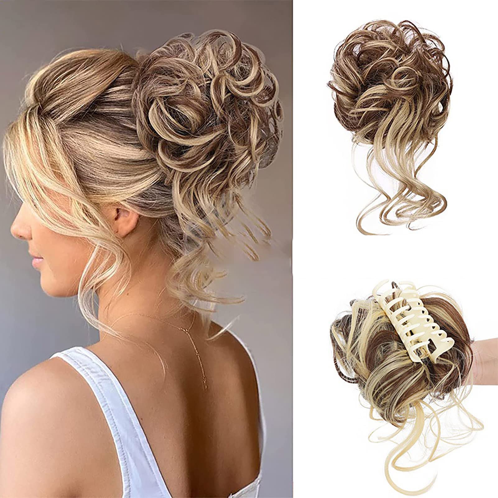 Faringoto Messy Tousled Curly Hair,Hair Bun,Hair Piece,Hair Extensions for Women
