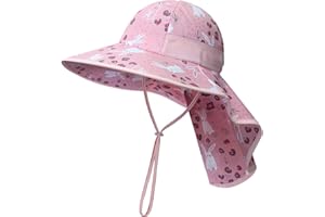icolor Kids Sun Hat UPF50+ Sun Protection Bucket Hat Toddler Summer Beach Play Hats with Neck Flap for Girl Boy Ages 3~10
