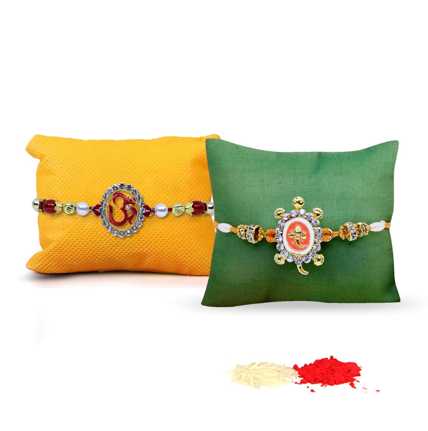 tied ribbons rakhi with roli chawal pack for men/boys (set of 2)