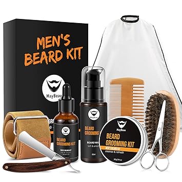 beard grooming kit with straight razor