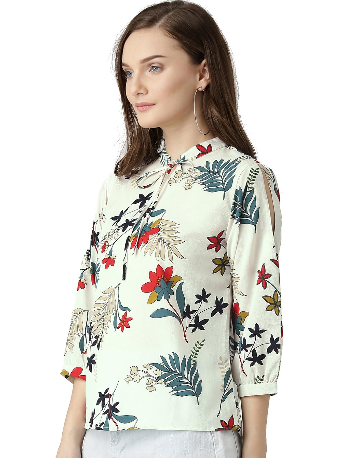 marie claire women off white printed top (mc747a)