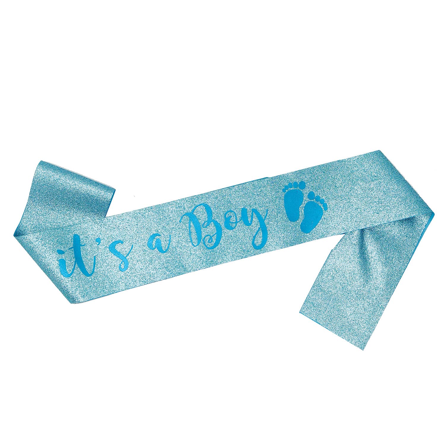 OMISS Sash It's a Boy for Mum to Be in Gold Glitter - Sash to wear for a Baby Shower - Perfect for Pictures (Blue Glitter Blue)