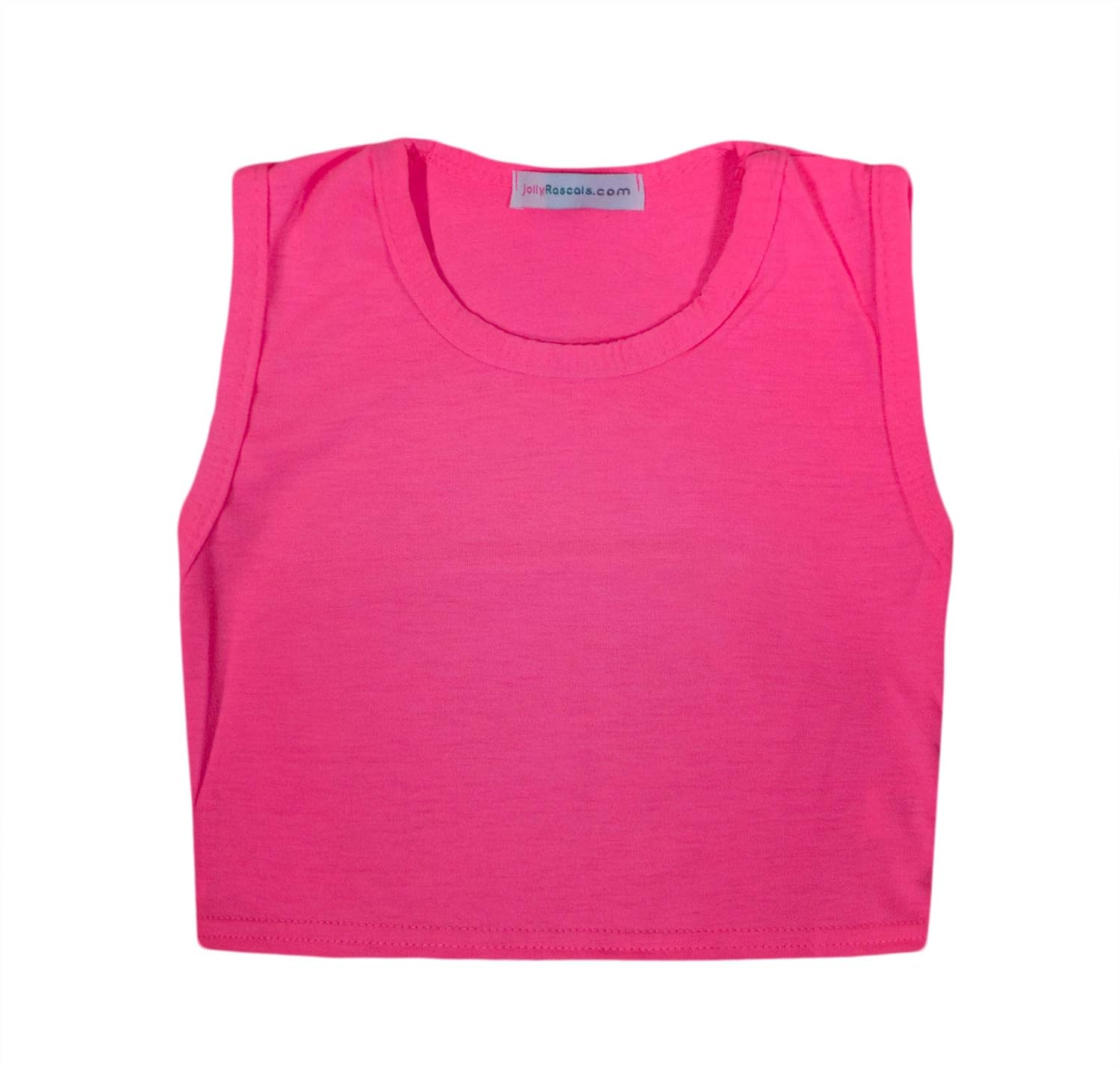 JollyRascals Girls Crop Top New Kids Sleeveless Stretch Plain TShirt