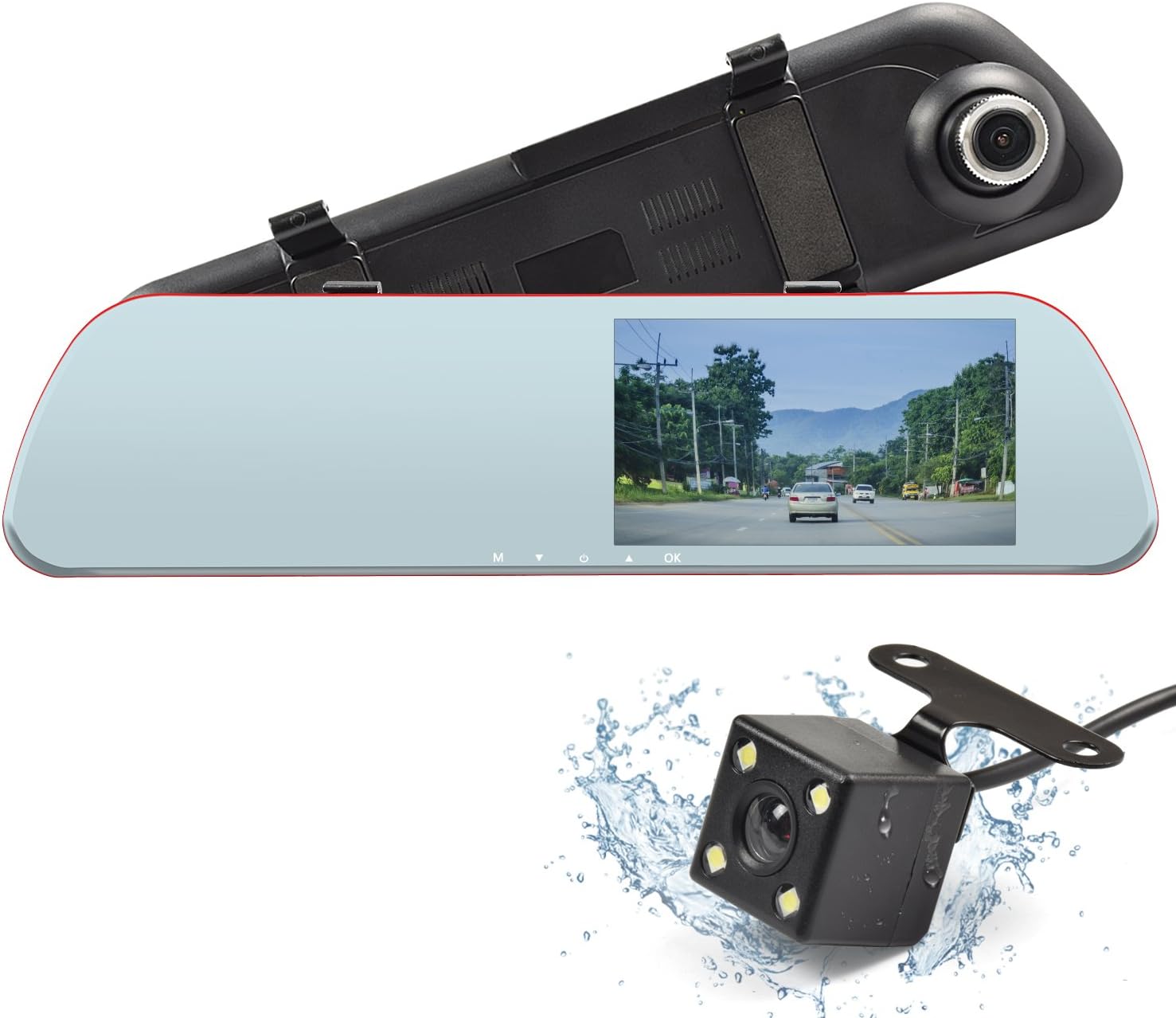 Car Mirror Dash Cam,NOAUKA Night Vision Car Camera DVR Recorder,Full HD 1080P Rear View Mirror Reverse Camera with 4.3'' LCD Touch Screen,170 Degree Wide Angle Lens,Loop Record and G-Sensor