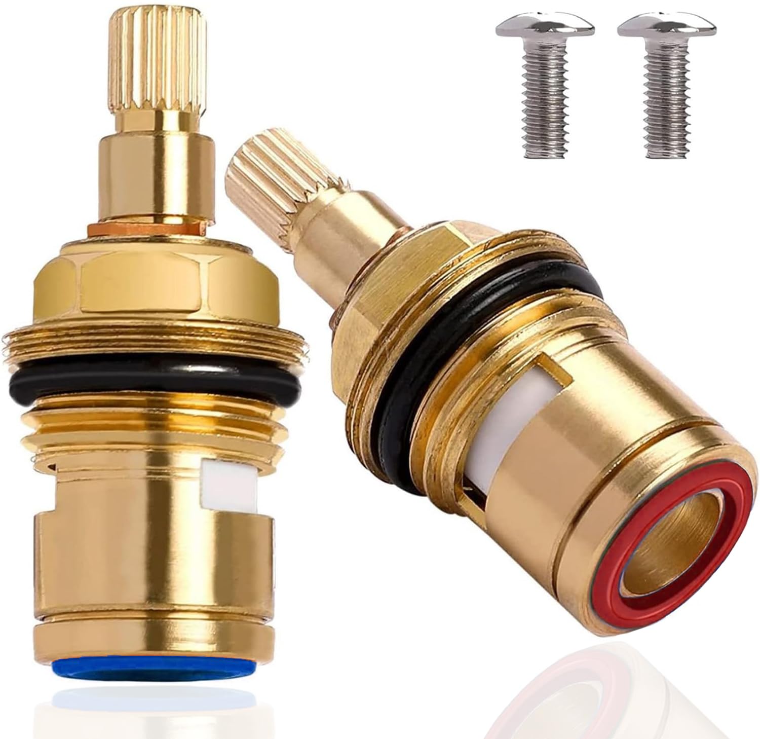 1 Pair Ceramic Tap Cartridge 1/4 Turn, Universal Replacement Tap Cartridges Brass Tap Valve Cartridge Mixer Solid Brass Ceramic for Shower Bathroom Taps