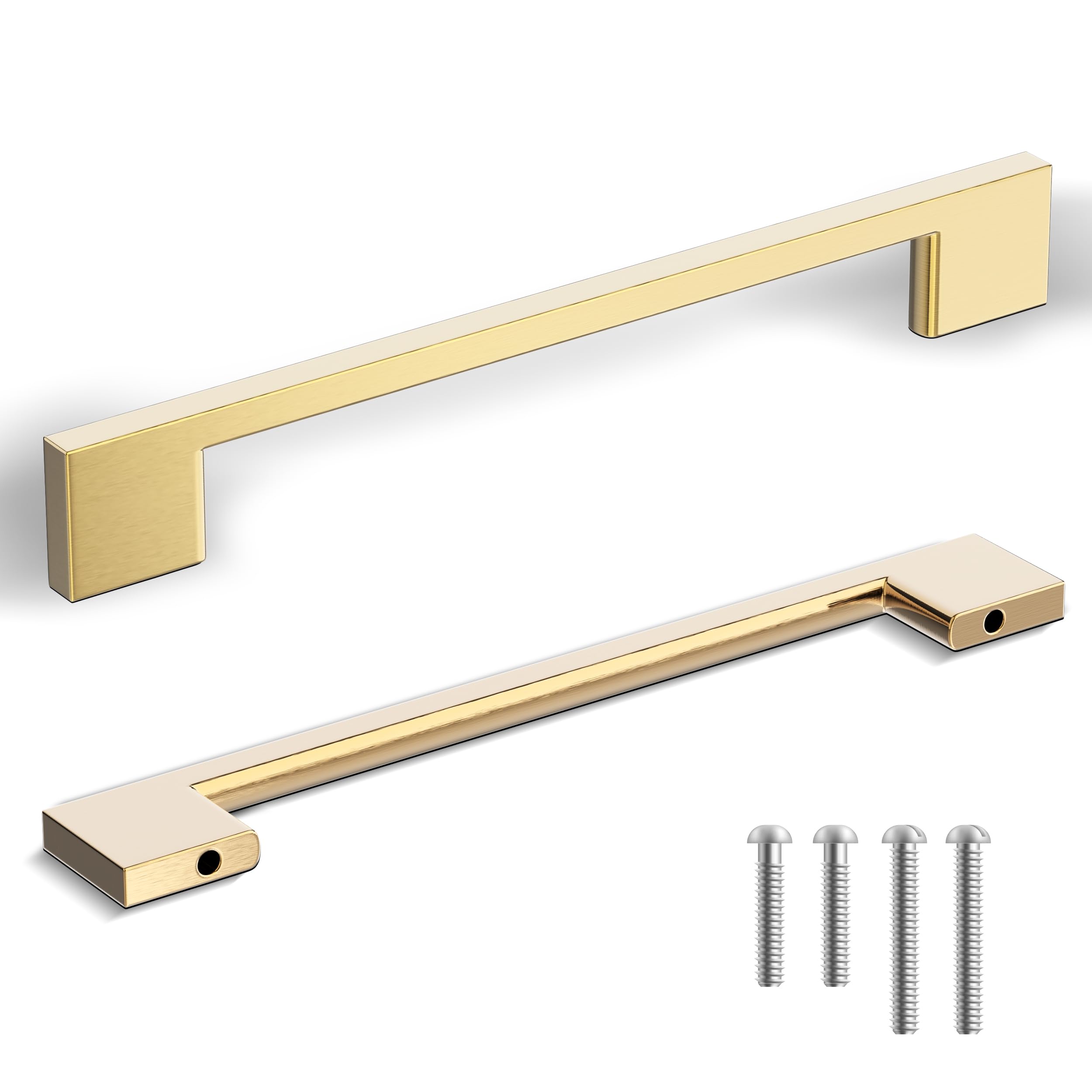 Photo 1 of Southern Hills 5 Pack Gold Cabinet Handles 6.25 Inch/160 mm - Heavy-Duty Premium Brushed Gold Cabinet Pulls & Drawer Handles, Modern Design Kitchen Brass Pulls