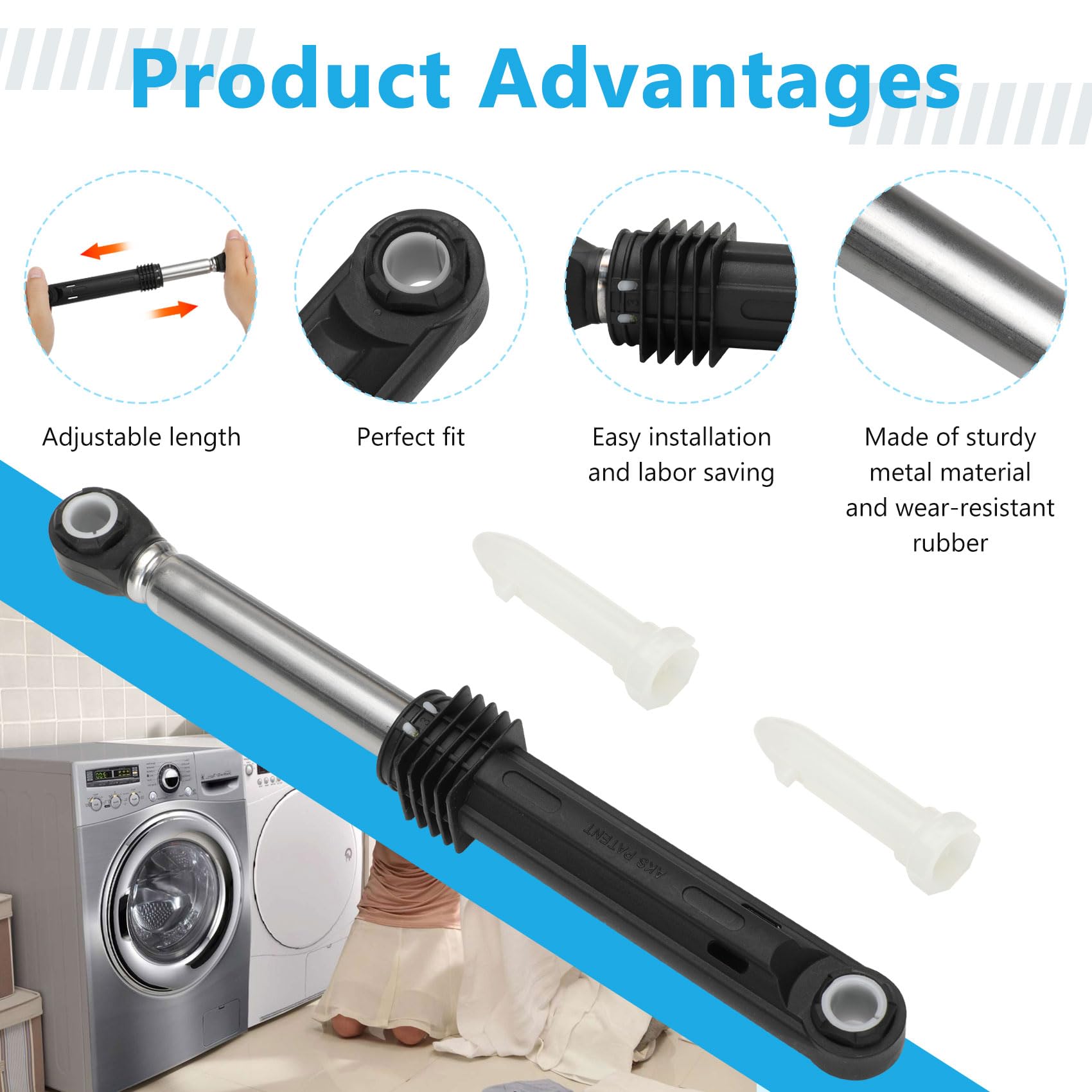 ACV72909503 ACV72909501 Washer Shock Absorber Fit for LG Kenmore Elite 3 Pack Washing Machine Damper Assembly, Replace AP5974356 PS11707466, Fits Models WM3250HVA WM3570HWA WM3670HVA, Pic 5 See More