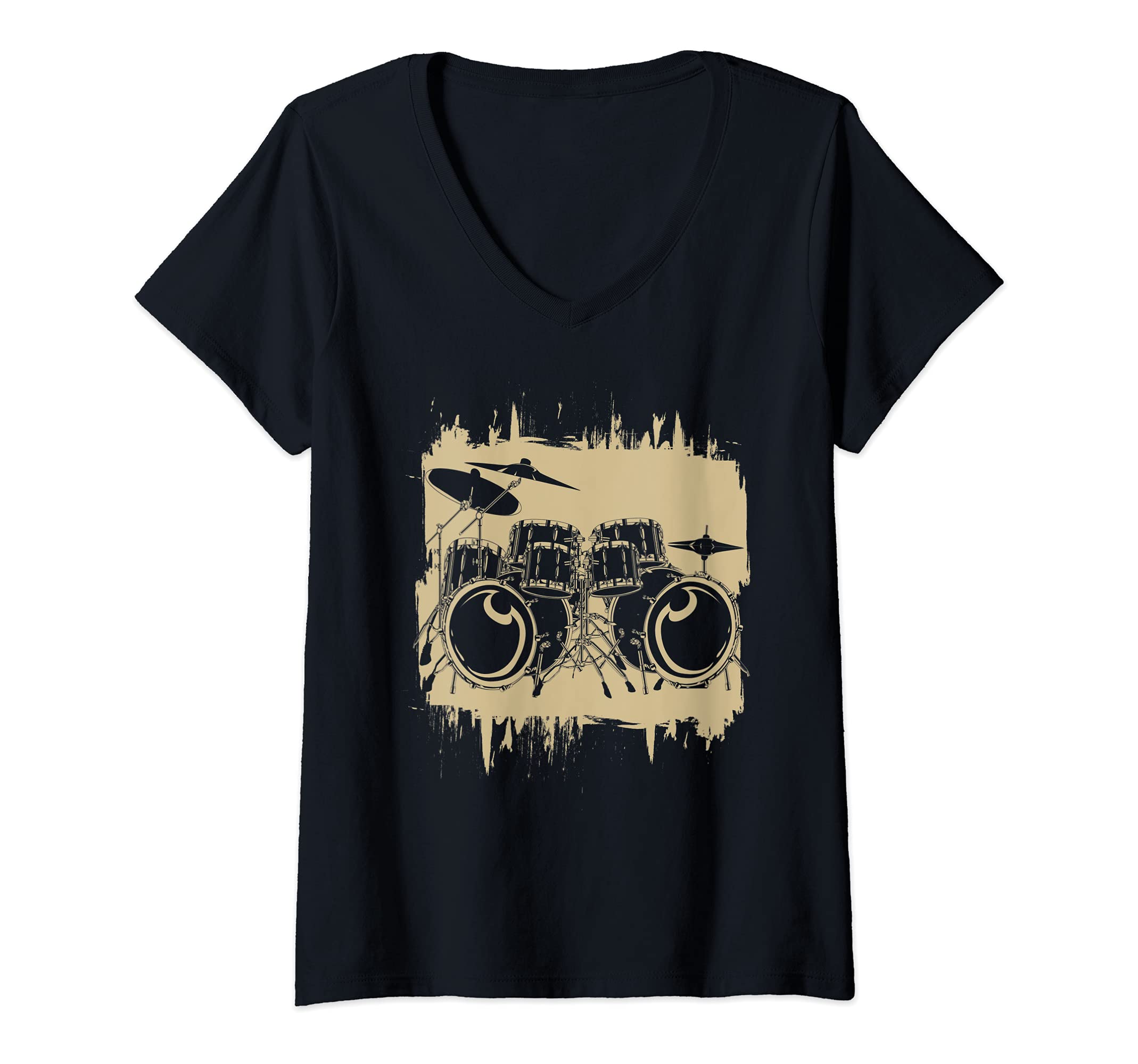 Womens Drum Set Drums Player Drummer Musician Percussion Drums V-Neck T-Shirt