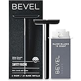 Bevel Safety Razor with Brass Weighted Handle and 10 Double Edge Safety Razor Blade Refills, Single Blade Razor for Men, Desi