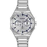 HUGO Men's #Grail Sport Watch – 44mm Stainless Steel Case, Multifunction Movement, Bold Design, Quartz Accuracy, Sporty and Dynamic Style - Gift for Him