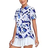 Tanst Sky Women's Golf Polo Shirts Short Sleeve Quarter Zip Pullover Moisture Wicking Workout Tops