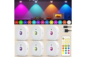 Puck Lights with Remote, Rechargeable Touch Push Lights, 13 RGB Colors Led Under Cabinet Lighting, 1500mAh Wireless Tap Light