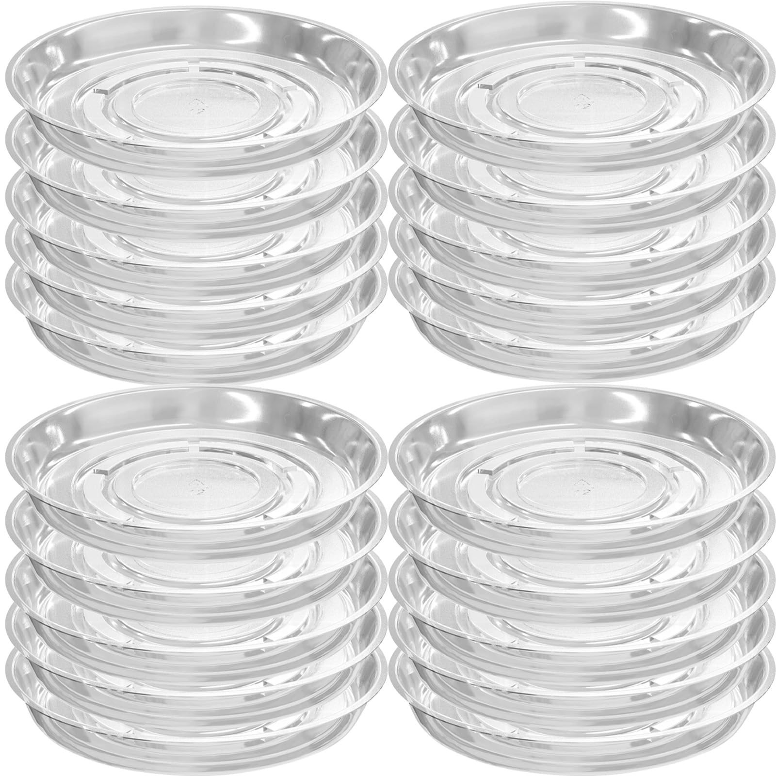 Photo 1 of 20 Packs 20 Inches Extra-Large Clear Plant Saucers for Indoor Outdoor Use Heavy Duty Plastic Plant Trays for Planter Bulk Flower Pot Drip Trays to Catch Water, 4 to 20 Inch