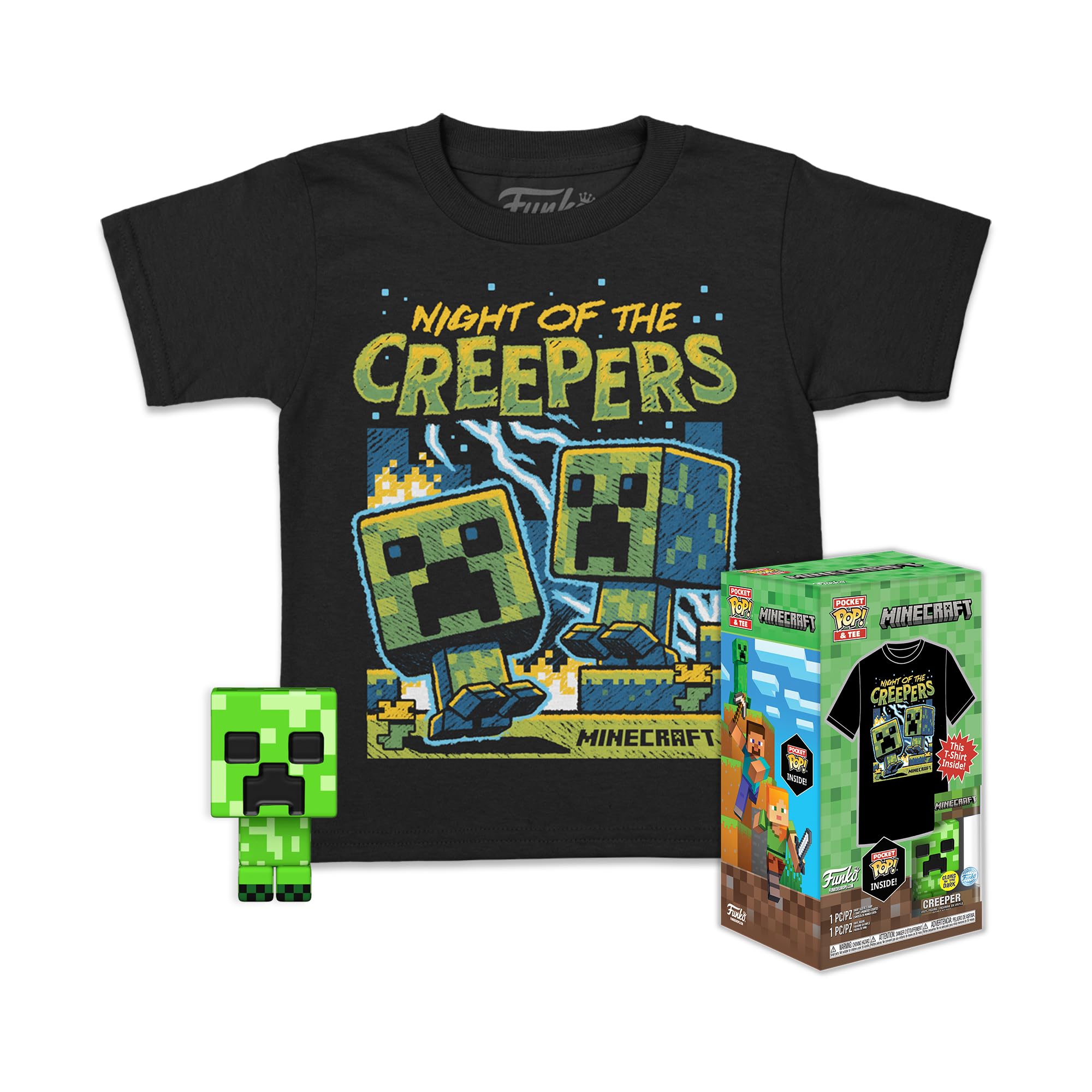 Funko Pocket POP! & Tee: Minecraft - Blue Creeper - Extra Large - (XL) - T-Shirt - Clothes With Collectable Vinyl Minifigure - Gift Idea - Toys and Short Sleeve Top for Unisex kids