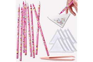 HAOZHER 17Pcs Rhinestone Picker Tool Kit, Self-Adhesive Wax Pencil for Rhinestones and Diamond Painting, Jewel Picker Tool Dotting Tools for Nail Art, Little Nail Gem Tool with 8 Rhinestone Tray Nail Tweezers