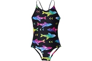 RAISEVERN Girls 1 Piece Swimsuits Bathing Suits for Kids Cross Back Swimwear Beach Summer Swim Suits for 3-10 Years