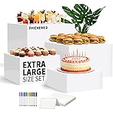 DRKSBESTO 13.8" Extra Large White Risers, Large Size Acrylic Cube Display Nesting Risers, Food risers for buffet table, White Risers for Catering Dessert Collectibles Jewelry Figures Show