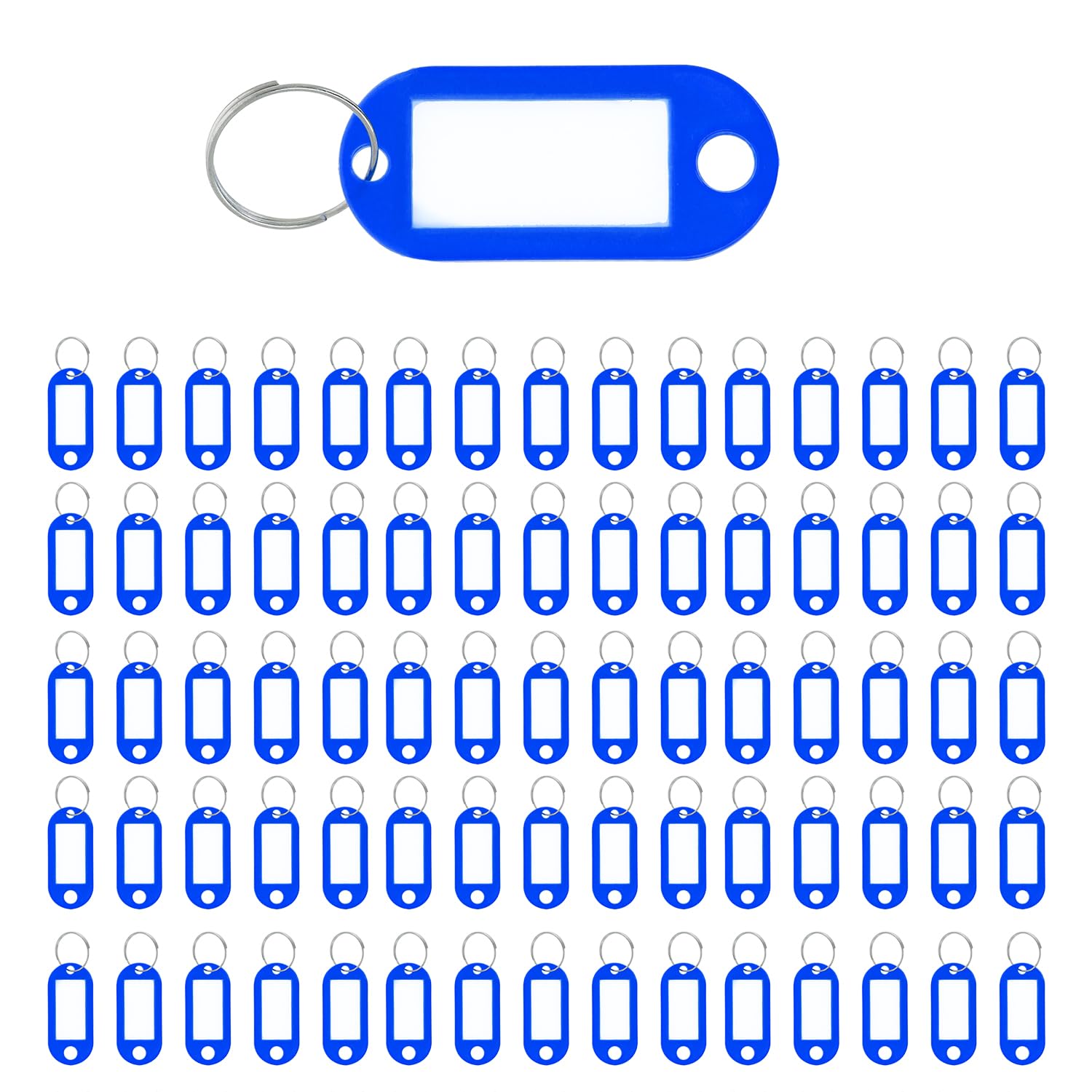 Westcott Key Tags 100 Pieces | 100 Pack of Robust Tags for Labelling Keys with Exchangeable Labels | with Metal Ring and in The Color Blue | E-10652 00