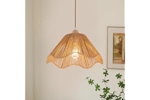 ZSWANBEI D12.5 Inch Boho Light Fixtures Boho Rattan Pendant Light Flush Mount Mini Chandelier Woven Hanging Light Fixture for Bedroom Hallway Entryway Nursery Kitchen Island