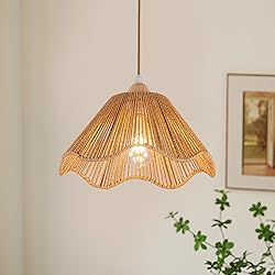 D12.5 Inch Boho Light Fixtures Boho Rattan Pendant