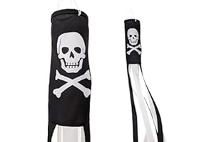 Jolly Roger Pirate Windsock - Durable Outdoor Yard Decoration 60-Inch