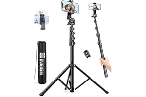 Nineigh Phone Tripod, 71" Tripod for iPhone Cellphone, Selfie Stick Tripod Stand with Remote Phone Holder, Versatile Travel Tripod for Recording Photo Selfies Vlog Live Streaming