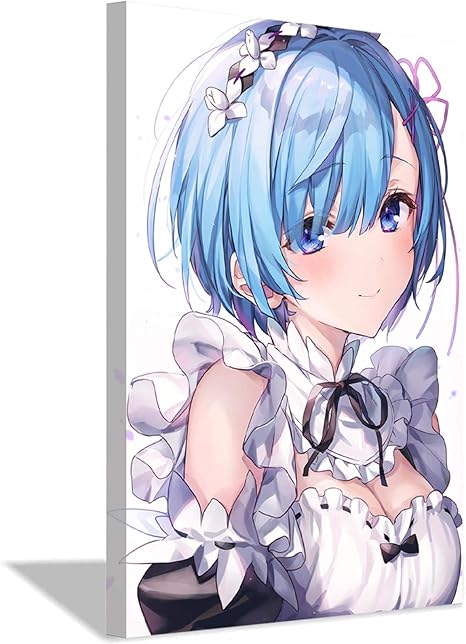 Amazon Co Jp Re ゼロから始める異世界生活レムhdアニメキャンバスアートポスターファミリーベッドルームリビングルームオフィスデコレーションペインティングカフェデコレーションポスターx30cm 8x12inch フレームなしポスターb ホーム キッチン