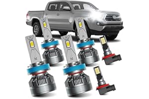 AWALITED Fits for 2016-2023 Toyota Tacoma High Low Beam Fog Lights Bulbs Combo Pack, 6000K White Plug-and-Play Super Bright Bulbs, Pack of 6