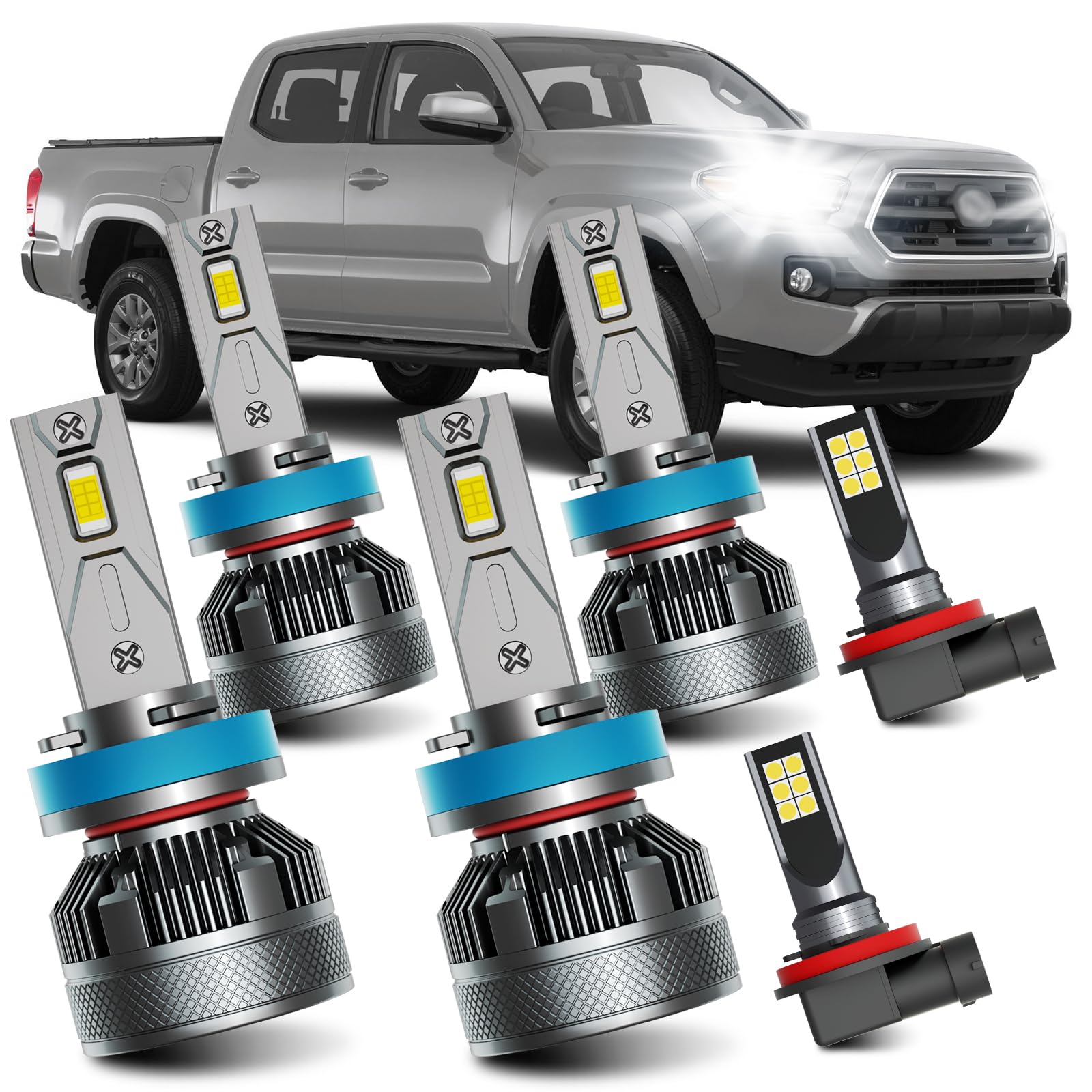 Photo 1 of AWALITED Fits for 2016-2023 Toyota Tacoma High Low Beam Fog Lights Bulbs Combo Pack, 6000K White Plug-and-Play Super Bright Bulbs, Pack of 6