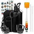 YONICOER Insulated Water Bottle 87oz,Triple Wall Vacuum Stainless Steel(Dishwasher Safe),Leak Proof & Non-BPA,Flask Jug with Paracord Handle & Straw Spout Lids Sports Black