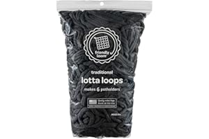 HARRISVILLE DESIGNS Friendly Loom | Lotta Loops - 7” Traditional-Sized Black Potholder Weaving Loops | Craft 6 Cotton Potholders
