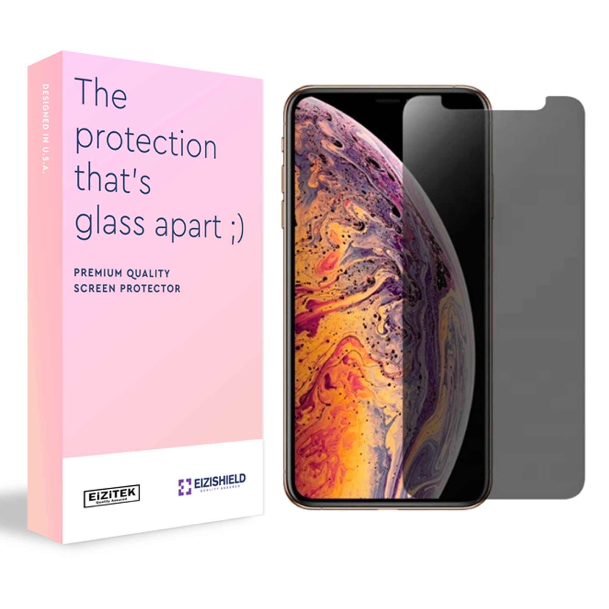 EiZiTEK Eizislim Series Privacy iPhone 11 Screen Protector Tempered Glass 360 Bendable 9h Hardness Edge to Edge Protection Full Coverage Scratch Shatter Impact Drop Resistant Installation Kit