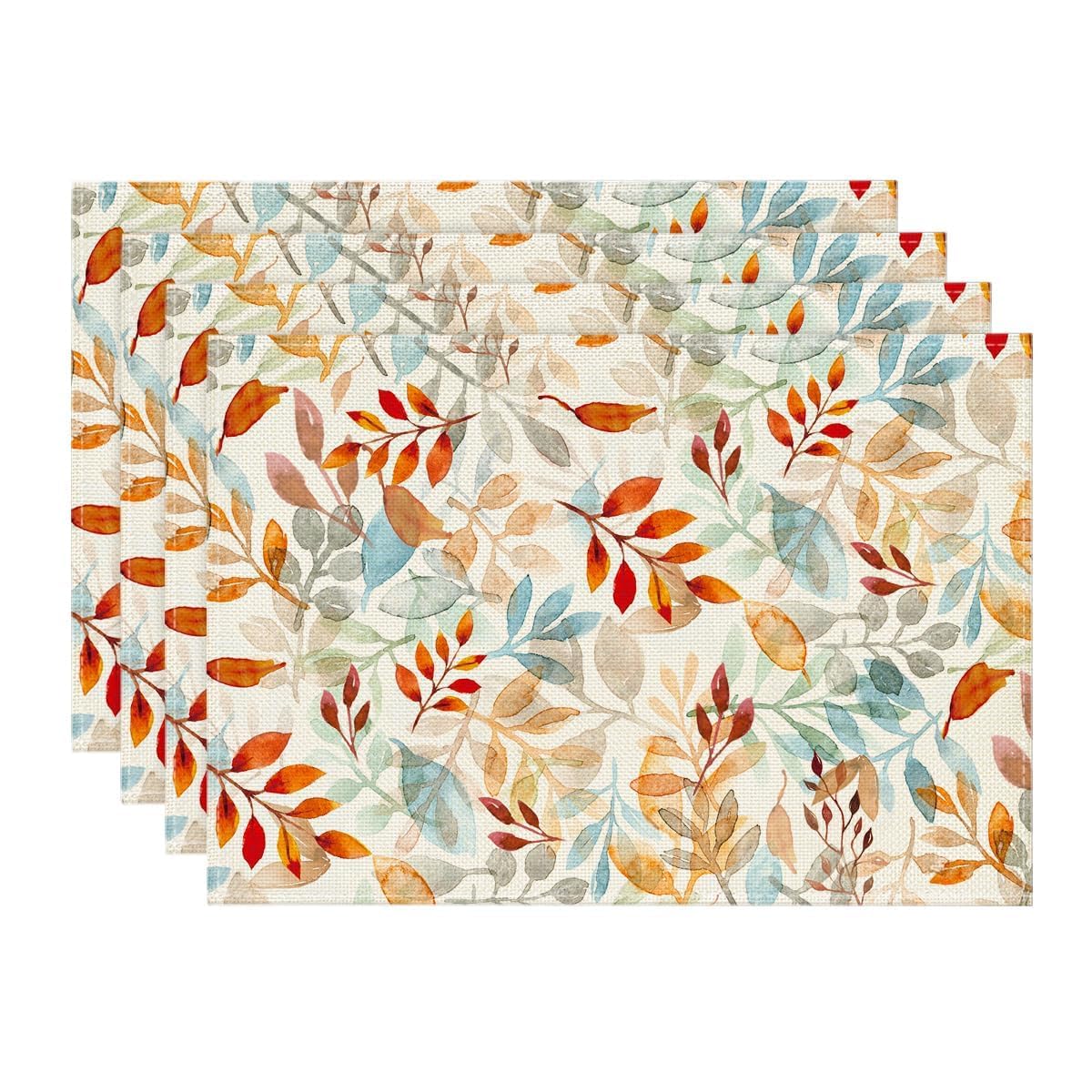 Artoid Mode Leaves Autumn Placemats Set of 4, 30 x 45cm Fall Table Mats for Party Kitchen Dining Decoration