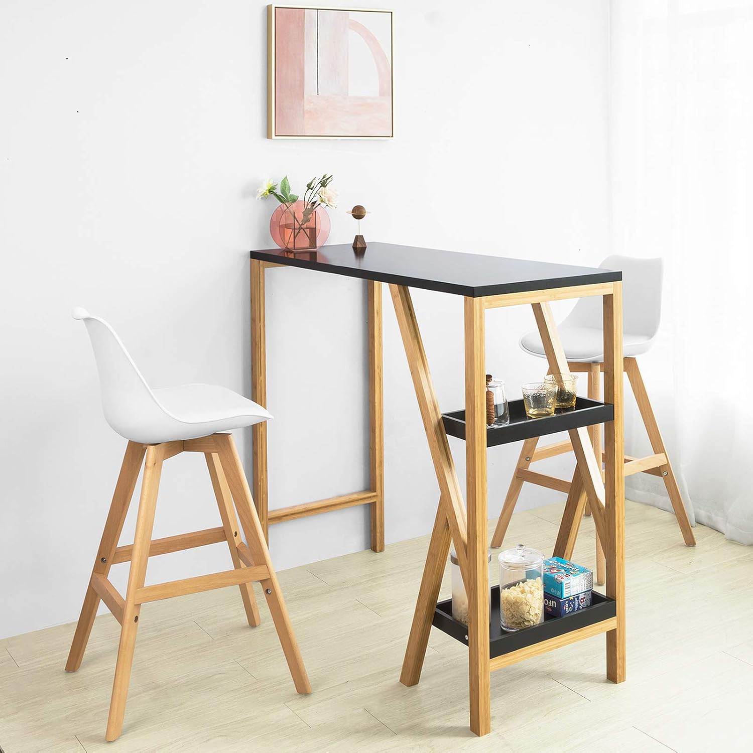 SoBuy FWT56-SCH Design Bartisch Stehtisch Bartresen Küchentheke Bambus