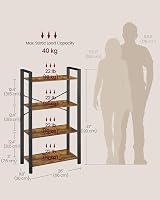 VASAGLE 4-Tier Bookshelf Steel Frame Rustic Brown 30x66x120 cm LLS60BX view 3