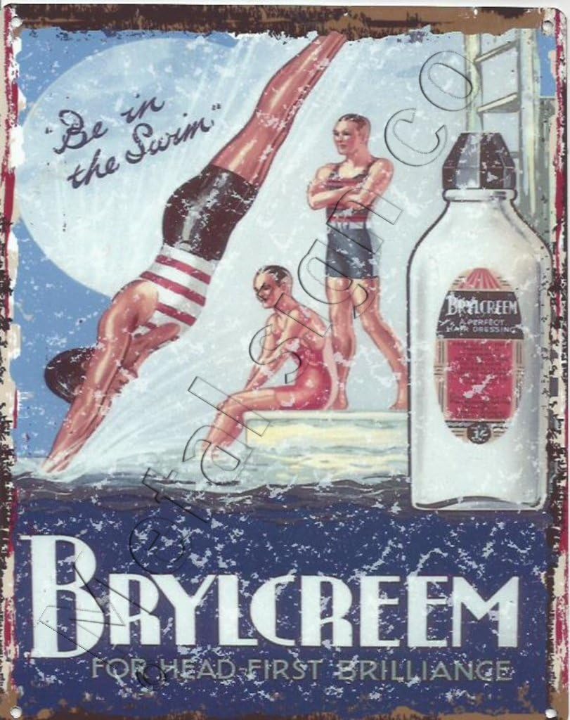 8x10in BRYLCREEM BATHROOM BARBERS METAL SIGN RETRO VINTAGE STYLE 8x10in 20x25cm