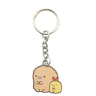 San-X Sumikko Gurashi Enamel Keychain, Tonkatsu the Pork Cutlet - Securely Attaches to a Purse, Backpack or ID Lanyard - Authentic Japanese Design - Durable Quality