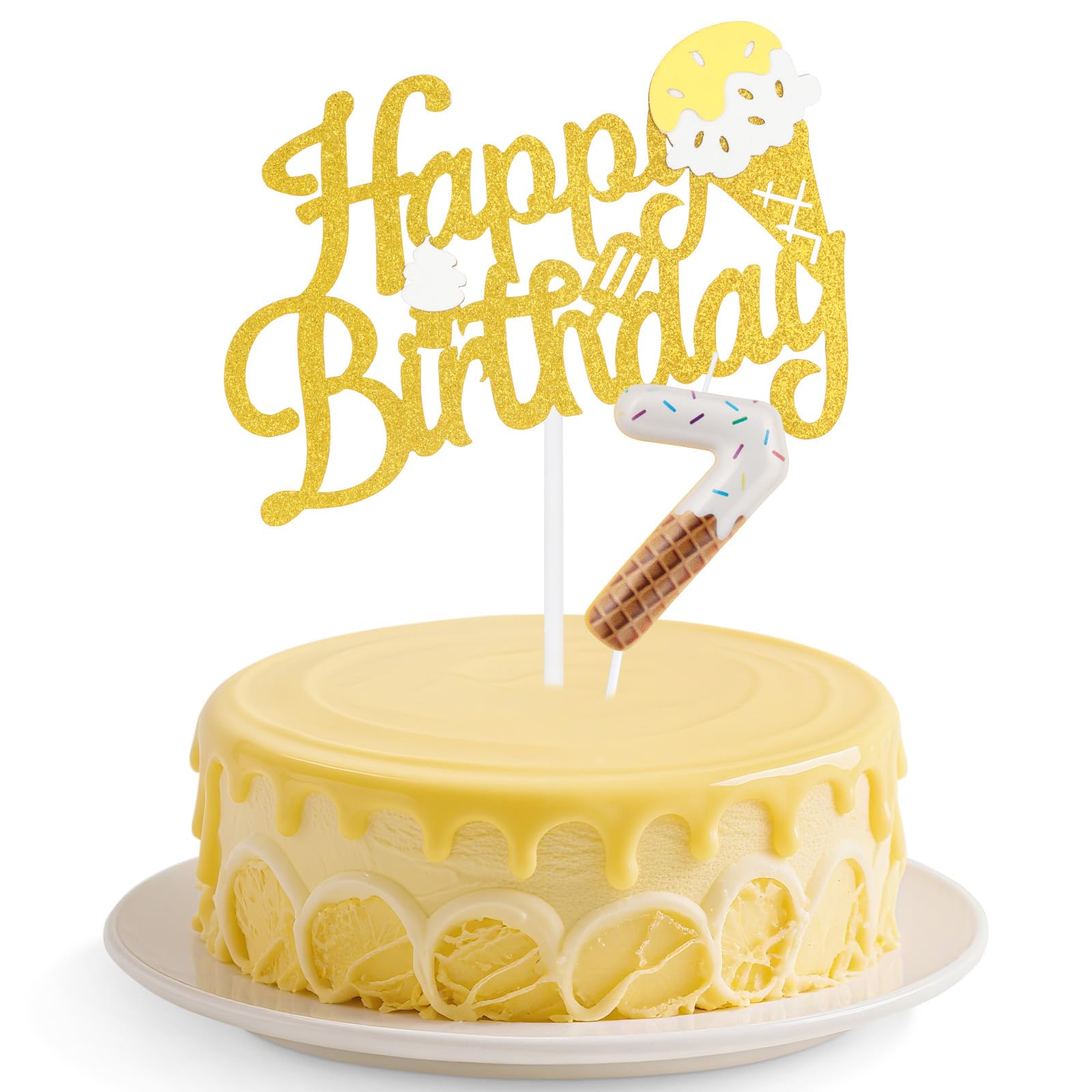 Ice Cream Birthday Candles Set,Colorful Number 7 Candle for Cake,7th Birthday Decorations for Boys,Ice Cream Cupcake Toppers Sweet Cake Decorations for Boys Girls Birthday,Sweet Themed Party Supplies