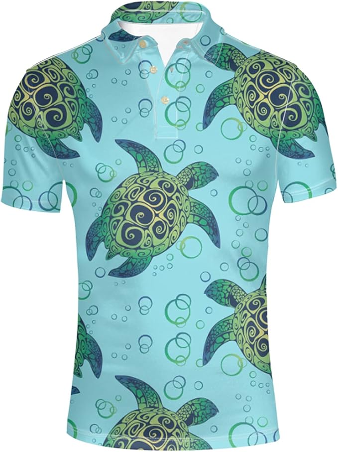 HUGS IDEA Big and Tall Men's Golf Shirt Hawaiian Shirts Performance Short Sleeve Blouse Tees