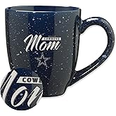 Rico Industries NFL Football Mom Red 16 oz Team Color Laser Engraved Speckled Ceramic Coffee Mug