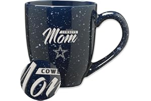 Rico Industries NFL Football Mom Red 16 oz Team Color Laser Engraved Speckled Ceramic Coffee Mug