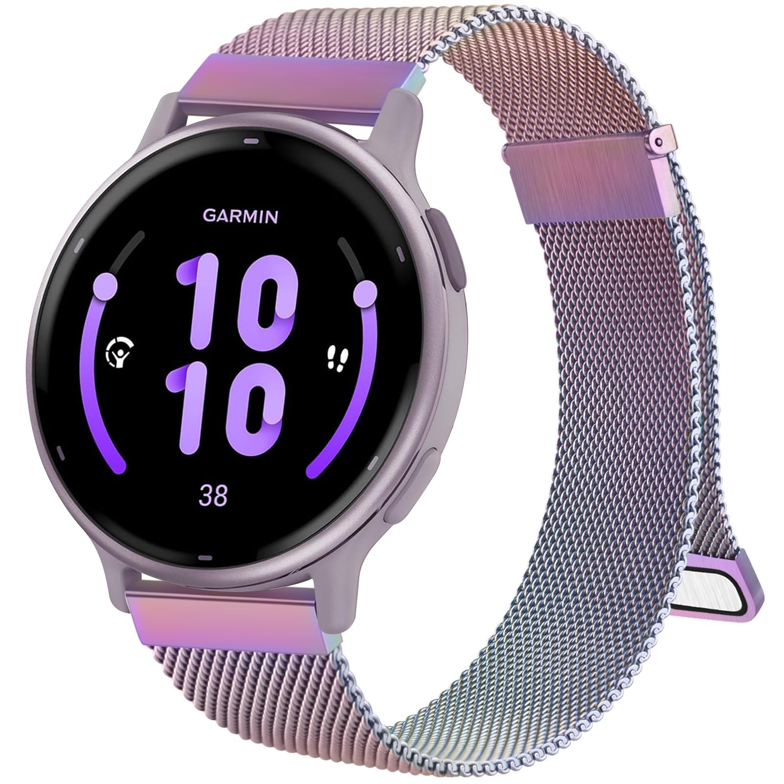 Stainless Steel Replacement Band for Garmin Venu 2 Plus/Venu Sq - 20mm Strap with Enhanced Magnet, Colorful