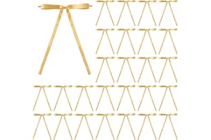Meseey 30 Pcs Satin Bows with Twist Tie 5 x 7 Inch Pretied Premade Ribbon Bows for Tree Wreath Garland Home Decor Indoor Outd