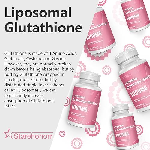 Starehonorr Liposomal Glutathione Softgels 1500MG, Reduced Glutathione Supplement with Vitamin C, Better Absorption, Non-GMO Powerful Antioxidant for Healthy Aging, Detox, Immune Health, 180 Softgels in Kenya | Whizz Vitamin C Starehonorr Liposomal Glutathione Softgels 1500MG, Reduced Glutathione Supplement with Vitamin C, Better Absorption, Non-GMO Powerful Antioxidant for Healthy Aging, Detox, Immune Health, 180 Softgels in Kenya | Whizz Vitamin C