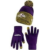 Ultra Game NFL unisex-adult Super Soft Two Tone Winter Beanie Knit Hat With Extra Warm Touch Screen Gloves