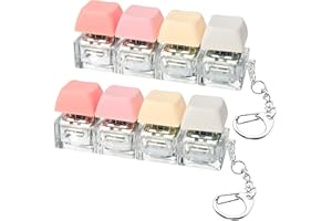 XIAWALANGZHUO 2 PCS Keyboard Fidget Toy, Keyboard Fidget Keychain 4-in-1 Keyboard Decompression Button Finger Clicker Toys, Button Stress Relief Fidget Gifts to Relief Stress (Fours Colors-Pink Yellow White)