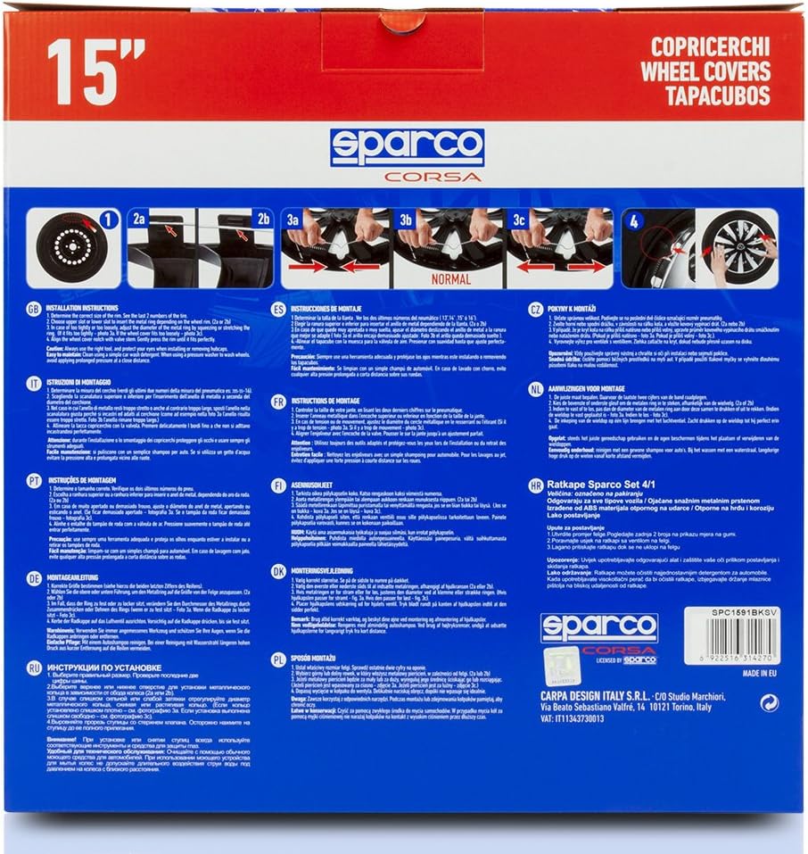 Sparco SPC1591BKSV Wheel covers Lazio 15-inch, Black/Silver, 15 inches - Image 4